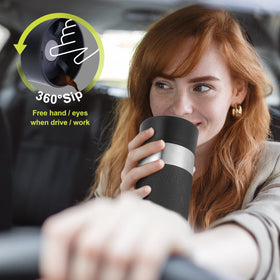 Yawbay Travel Mug with 360° lid, closed view highlights secure spill-proof seal.
