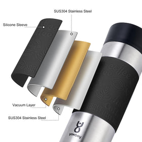 Yawbay 18/8 stainless steel insulation keeps drinks hot or cold for hours.