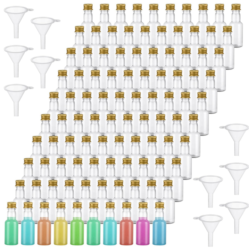 YAYODS 1oz mini bottle with funnels for easy filling at parties.