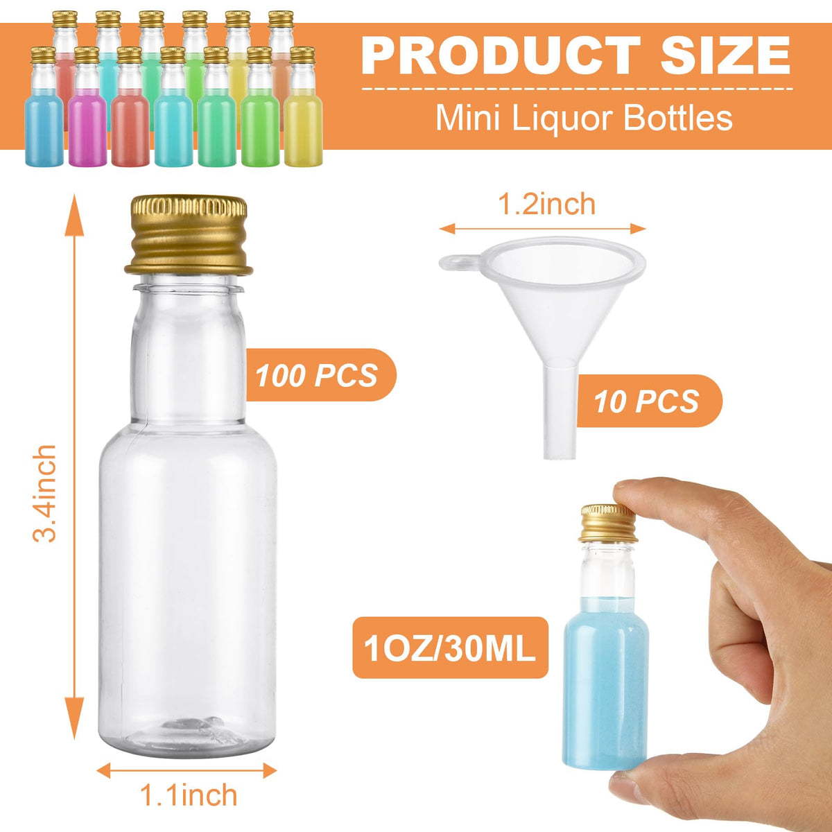 YAYODS clear plastic mini bottle showcases portability for weddings.