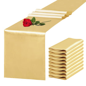 Yblut light gold satin table runner 12x108 pack elevates wedding and banquet tables.