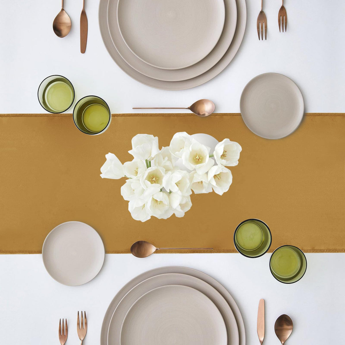 Yblut satin table runner used as chair decoration for a bow accent.