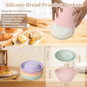 Ycgcp silicone banneton basket showing 5-inch round dough shaping.