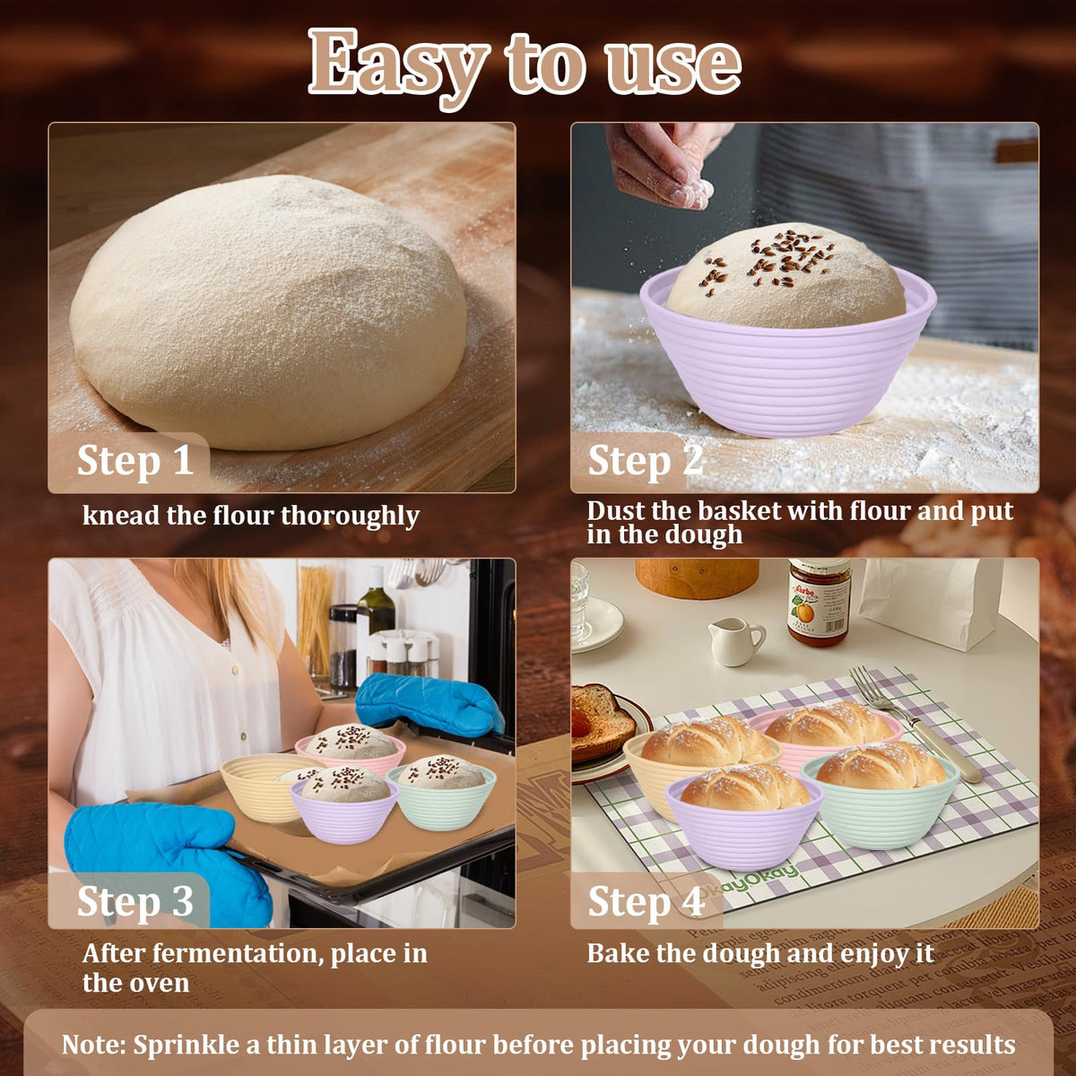 Ycgcp bread proofing bowls withstand high oven heat for versatile baking.