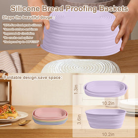Ycgcp oval silicone bread-proofing basket, non-stick surface promotes clean dough release.