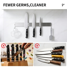 YC Kitchen satin-polished surface protects hands and utensils while storing blades