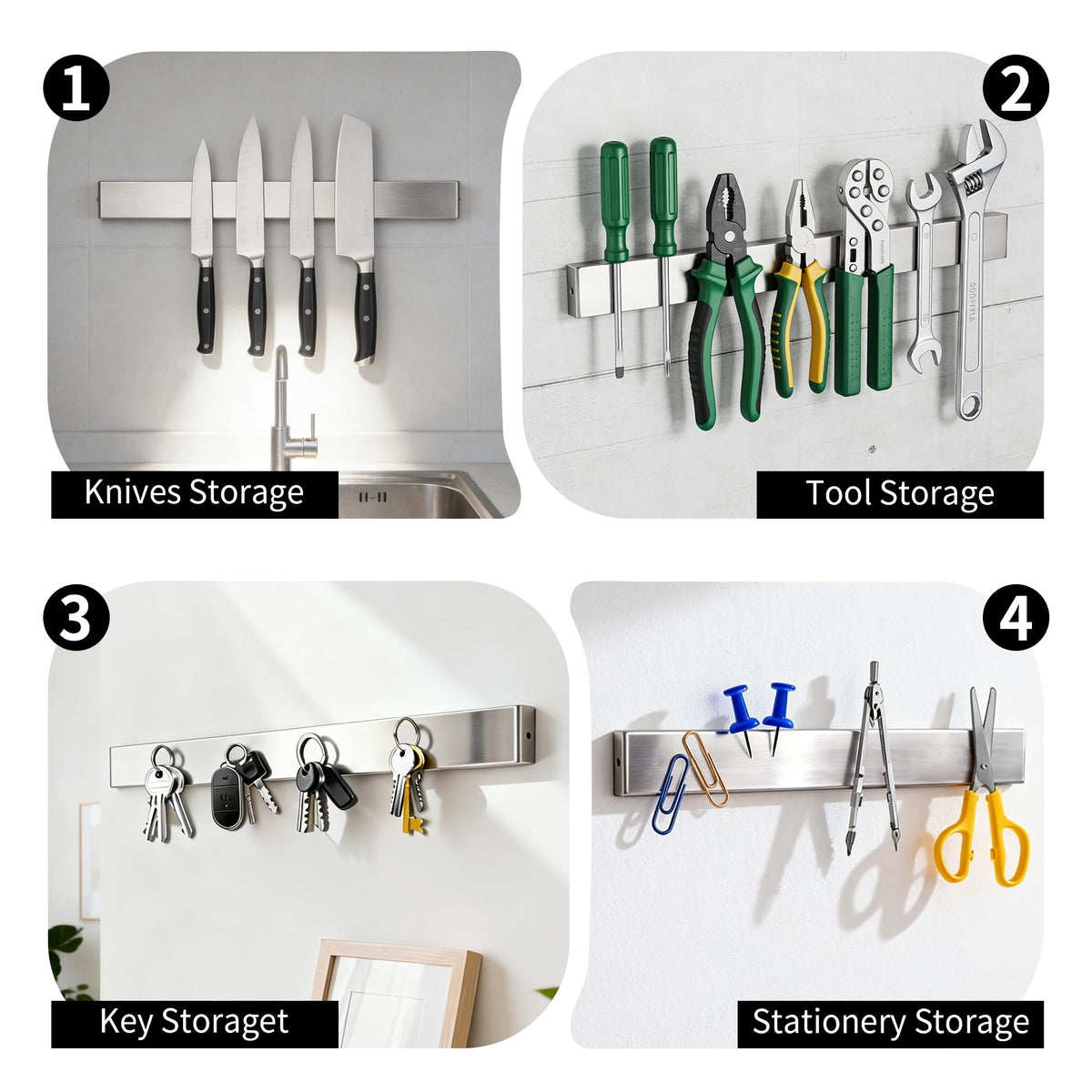 YC Kitchen wall-mount strip with two hooks for hanging small tools