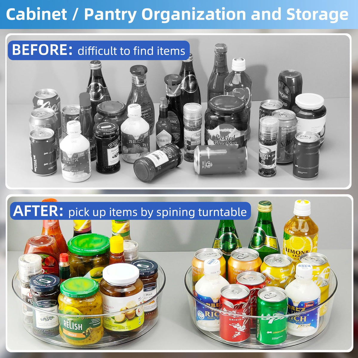 YCLADEC lazy Susan three-pack packaging enables versatile placement.