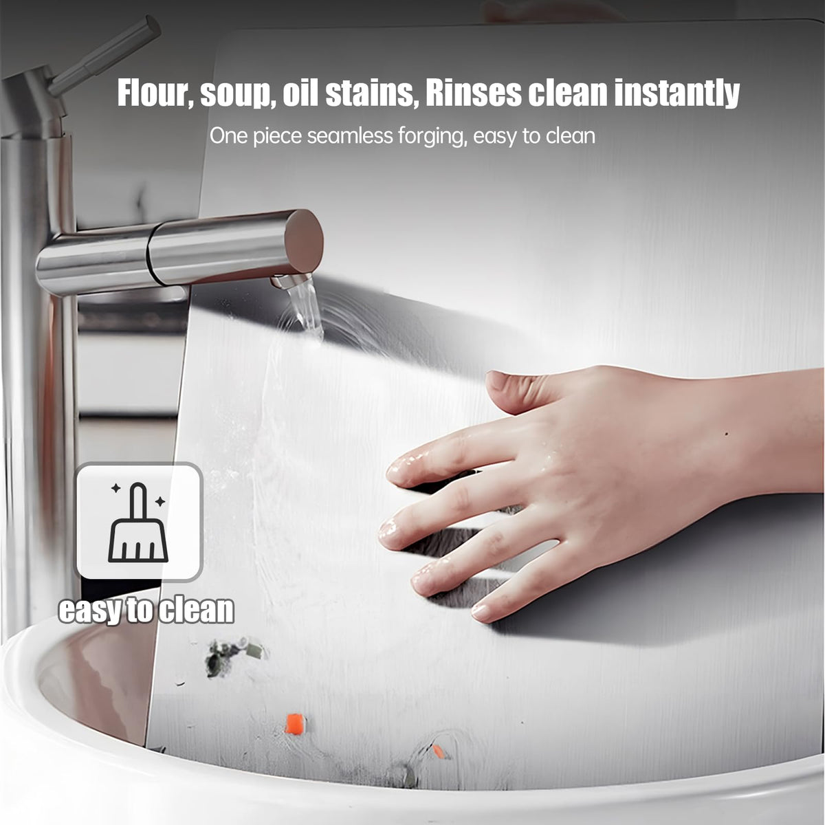 YCWSPEMR hygienic non-porous surface cleans quickly and resists staining from garlic or fish.