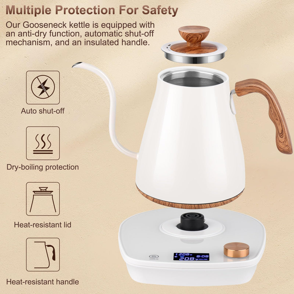 YDDZZM Gooseneck Kettle cream white finish adds modern look