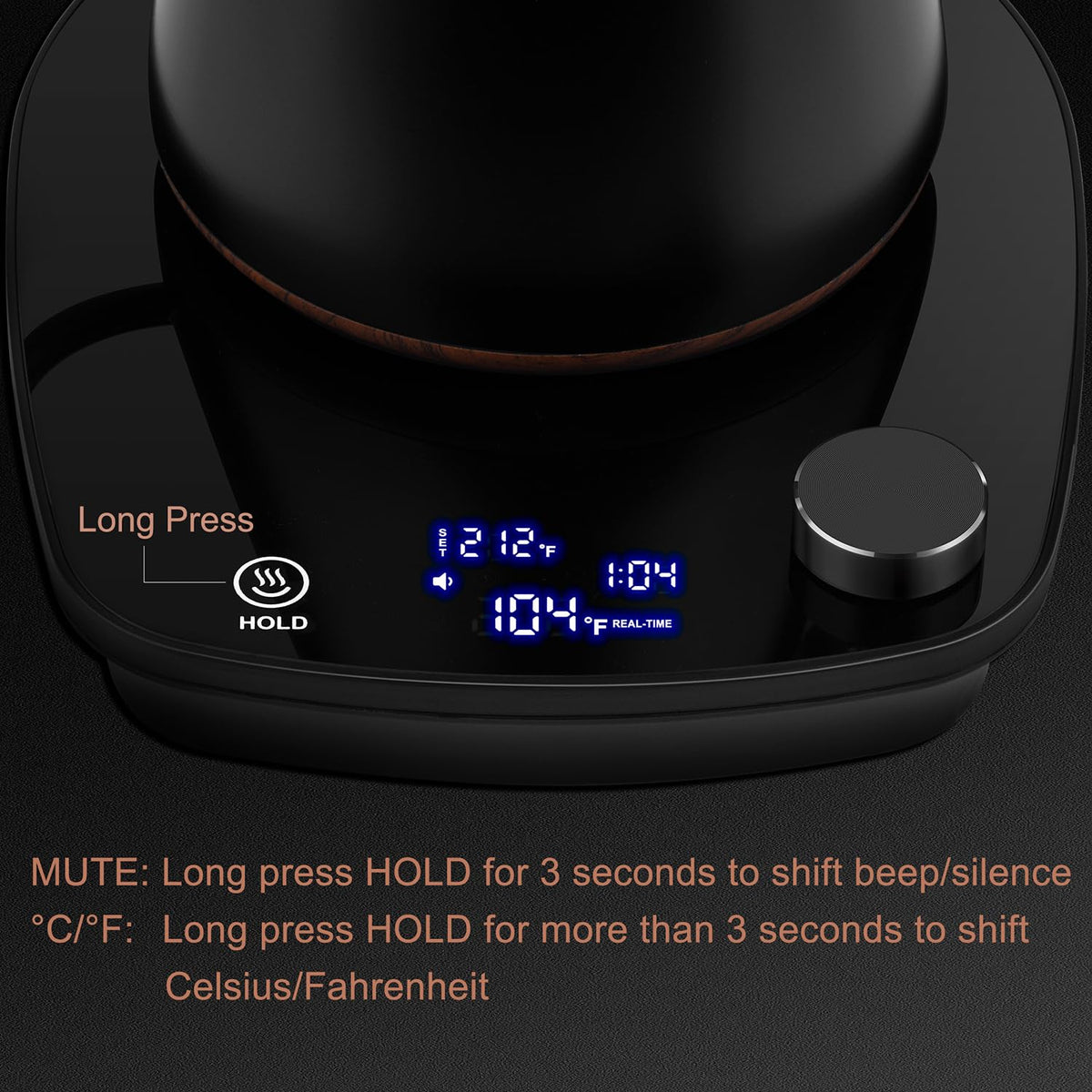 YDDZZM gooseneck kettle features a wood-like handle for a classic look.