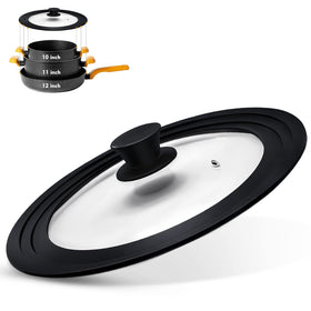 Ydeapi universal lid on a 10–12 inch pot with clear glass for easy monitoring.