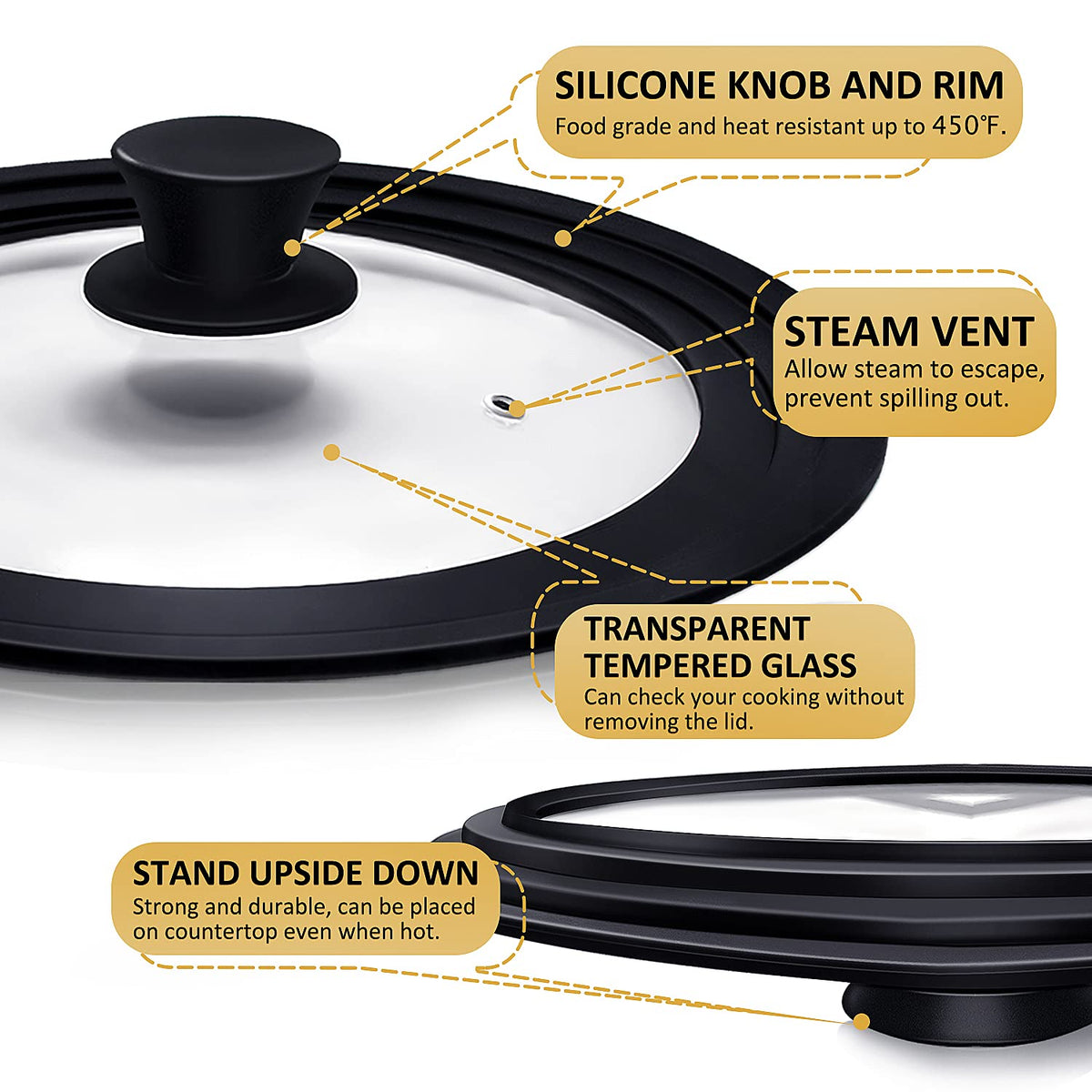 Ydeapi universal lid demonstrates transparent glass for quick progress checks.