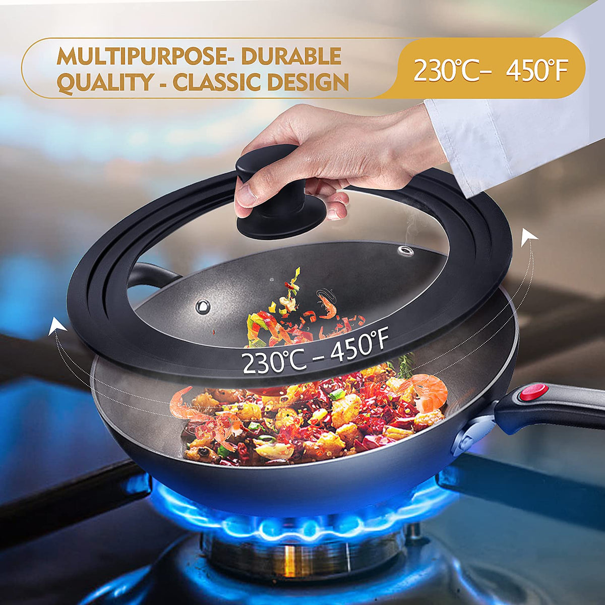 Ydeapi universal lid is dishwasher safe for effortless cleanup after cooking.