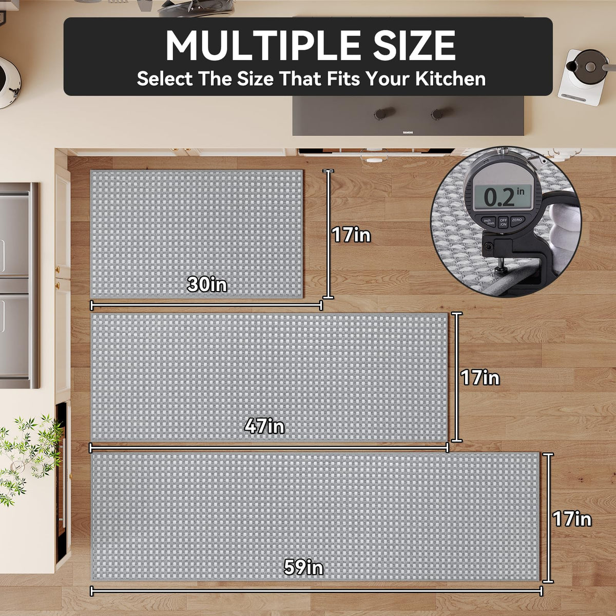 YDKGL kitchen mat with a soft chenille surface provides cushioned, comfortable steps.