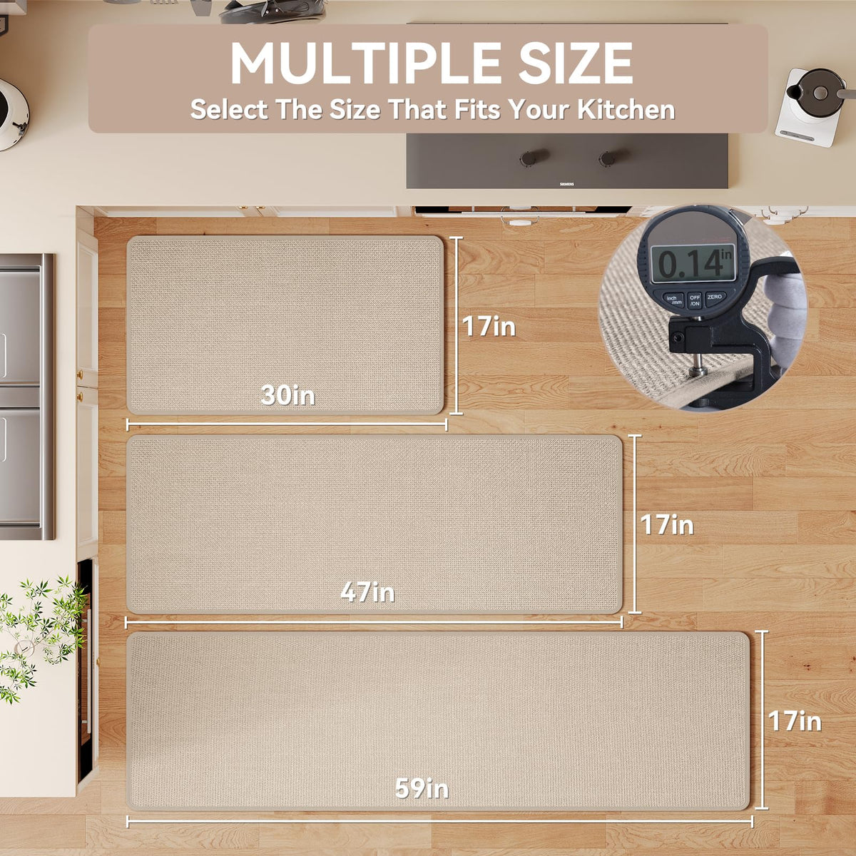 YDKGL soft imitation linen kitchen mat adds comfortable underfoot feel.
