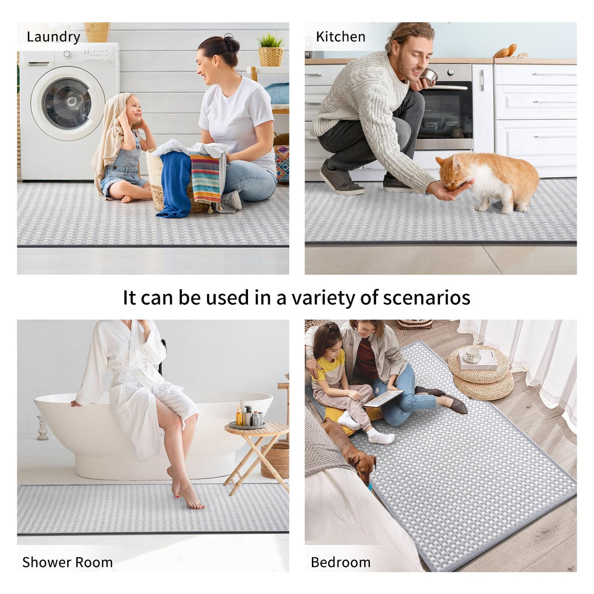 YDKGL non-slip kitchen mat reduces the risk of slips during food prep.