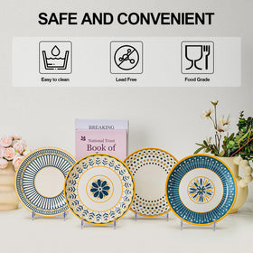 Yeacccng pasta bowls demonstrating dishwasher and microwave friendly use.