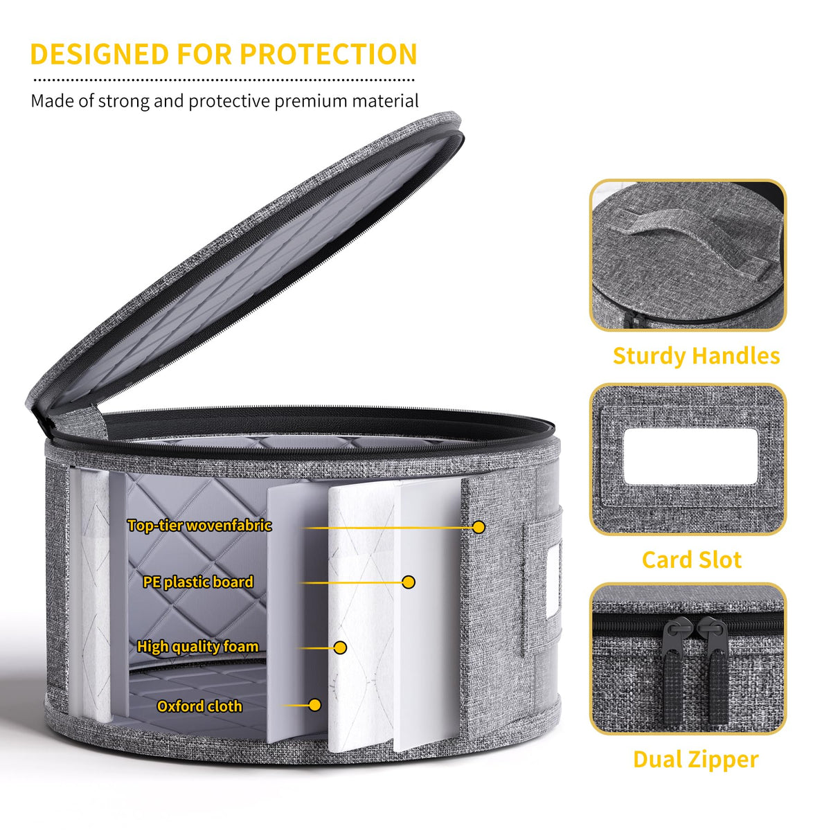 YearningHome multi-size dish cases organize plates and mugs securely.