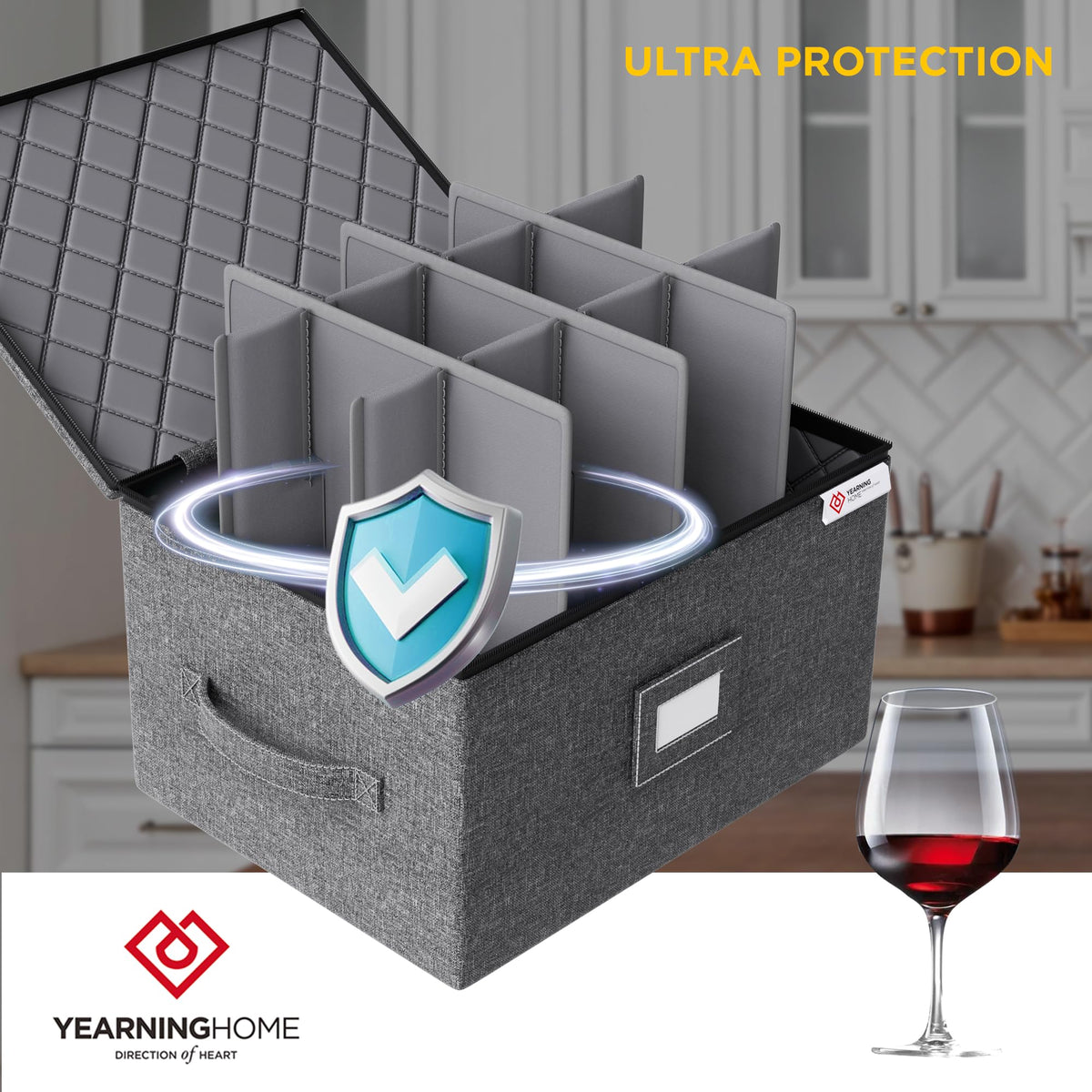 YearningHome reinforced handle and sturdy zipper for easy glassware transport