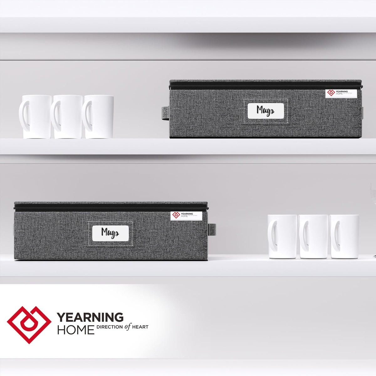 YearningHome stackable mug boxes simplify kitchen organization and moving.