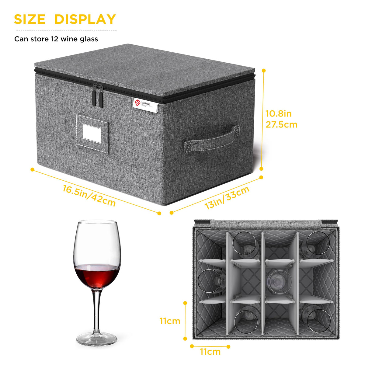 YearningHome stemware storage with dividers keeps glasses organized and safe.