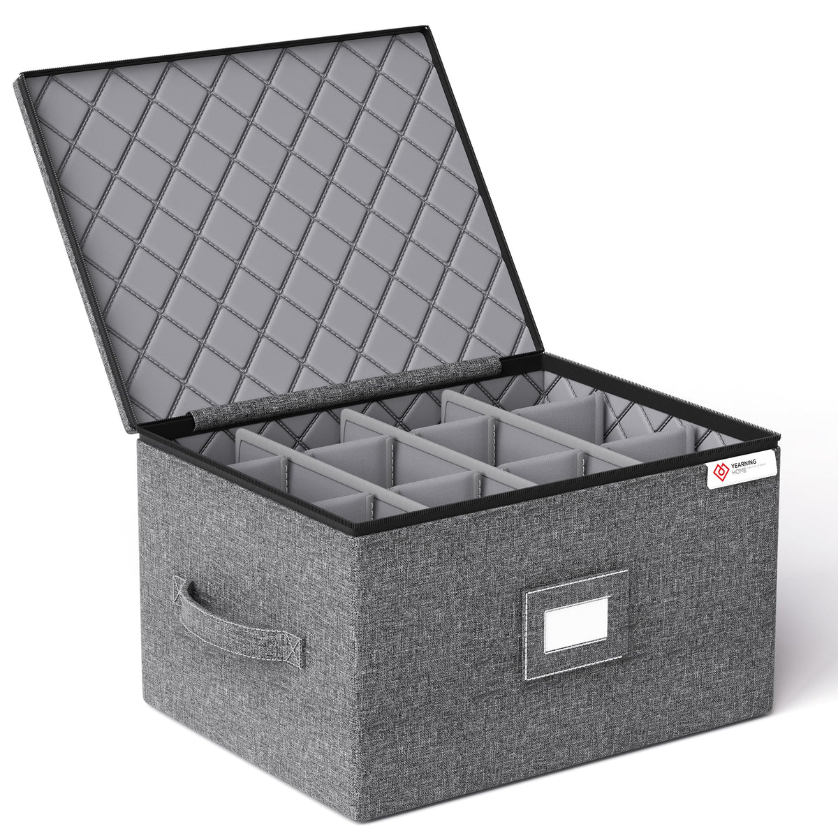 YearningHome wine glass storage box with dividers keeps glasses secure during transport