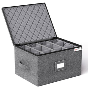 YearningHome wine glass storage box with dividers keeps glasses secure during transport