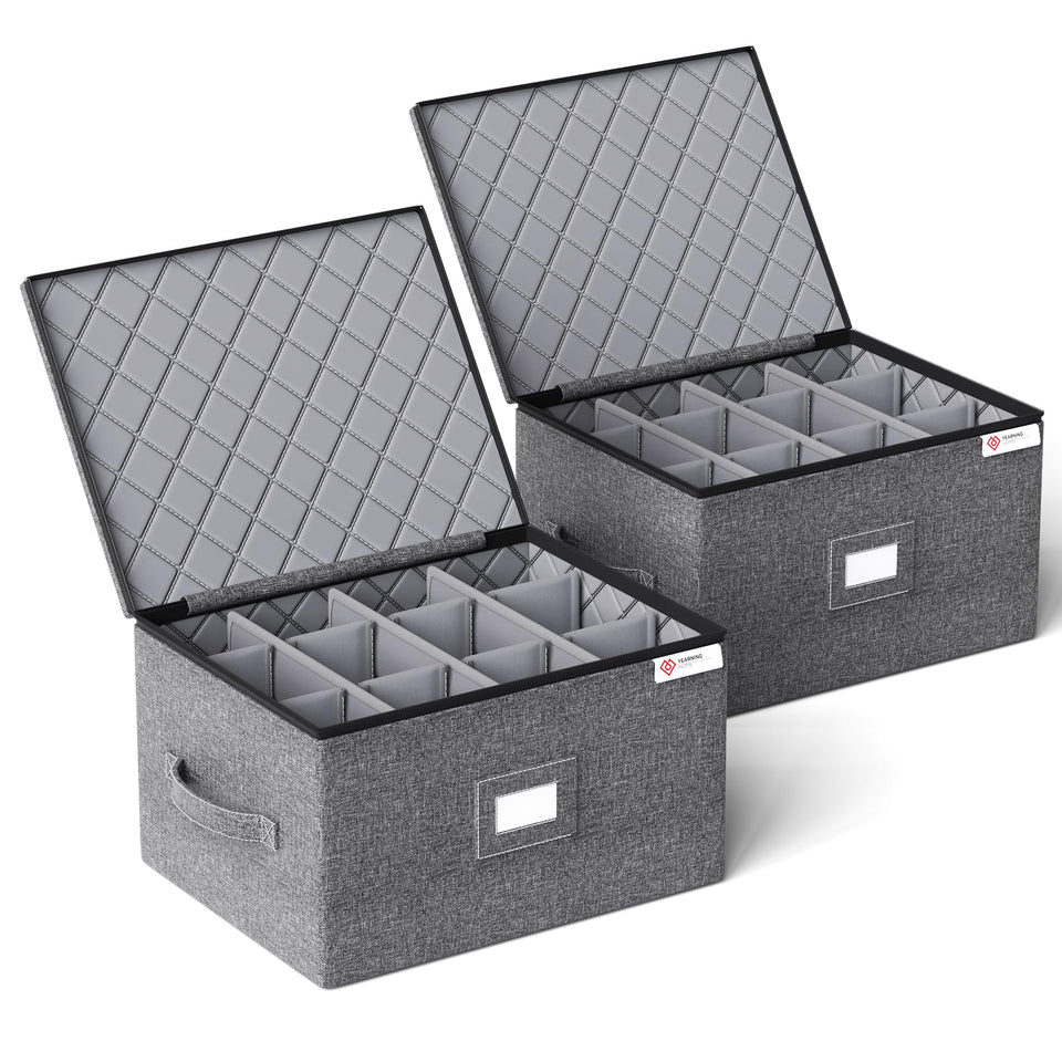 YearningHome hard-shell wine glass storage box protects 12 stems during transport.