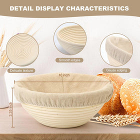 Yeatruojeet bread proofing basket with linen liner for clean, ready-to-bake dough