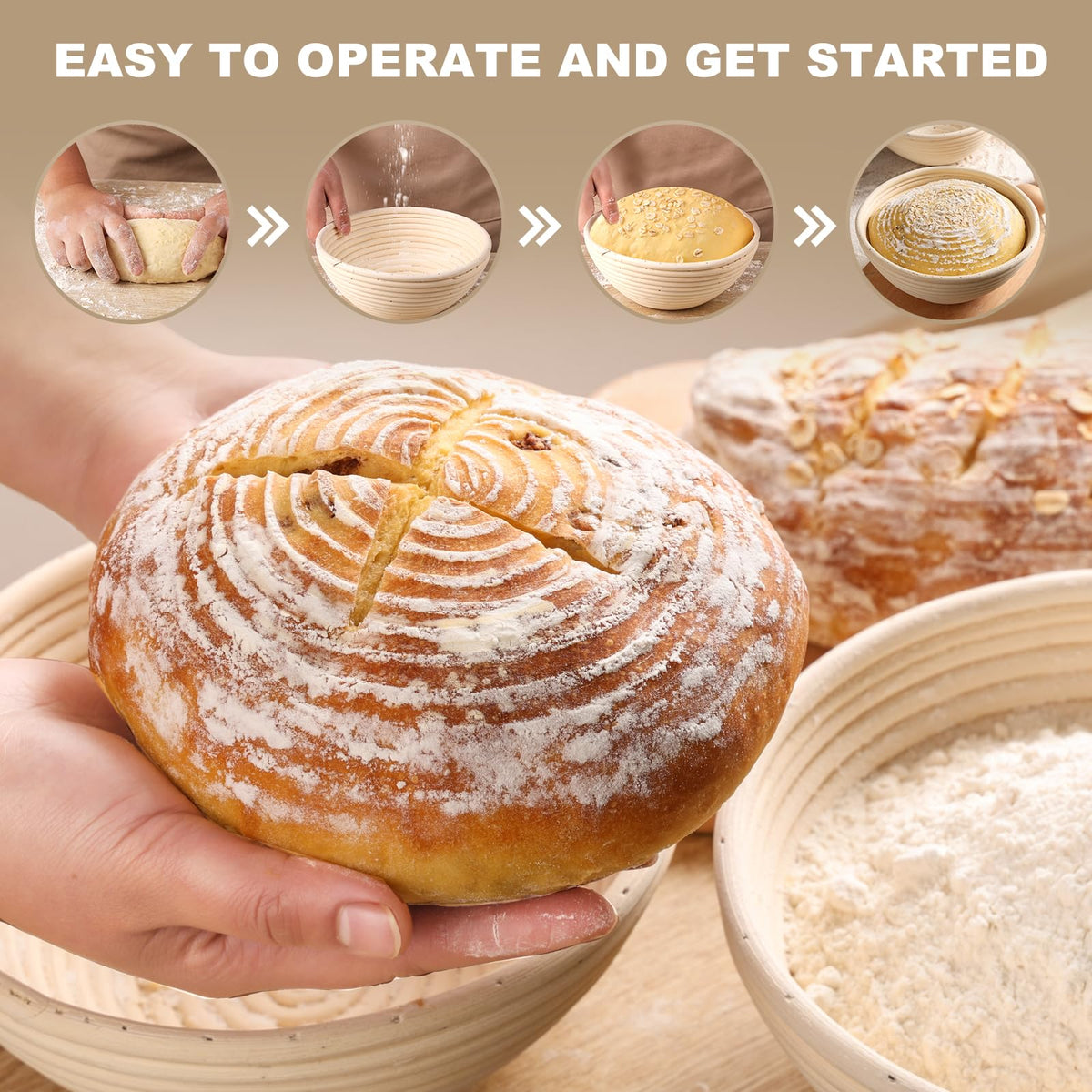 Yeatruojeet easy-clean basket remains tidy with dusted flour and brushed-out dough