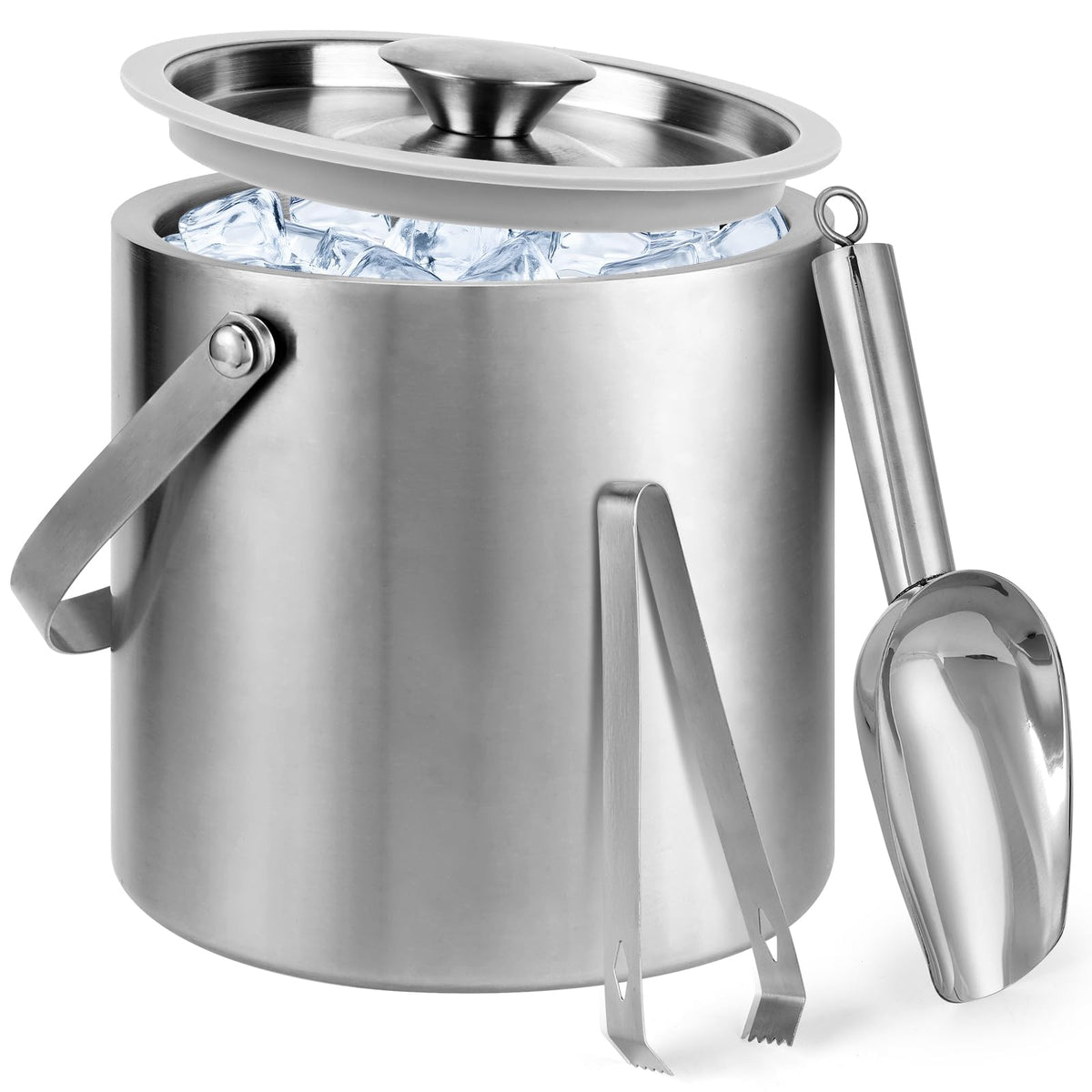 Yeatruojeet ice bucket double-wall 3L keeps ice cold longer.