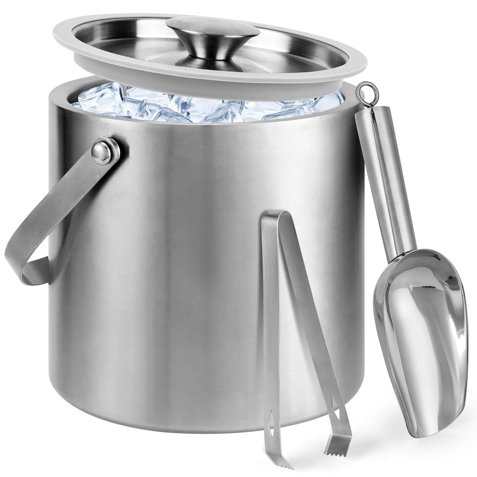 Yeatruojeet ice bucket double-wall 3L keeps ice cold longer.