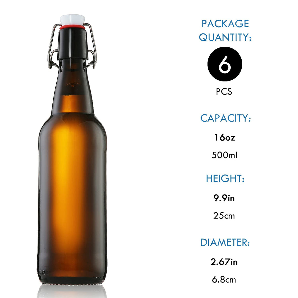 YEBODA 16 oz bottle storage image showing compact, stackable design.