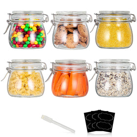 YEBODA 16oz glass canister set with airtight lids for pantry organization.