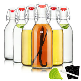 YEBODA 16oz swing-top bottle with pour spout for easy beverage serving.