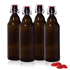 YEBODA 32oz amber bottle with flip cap for home brewing and bottling