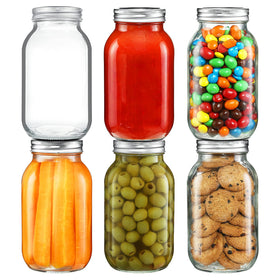 YEBODA 32oz mason jar pack with clear glass for easy content identification.