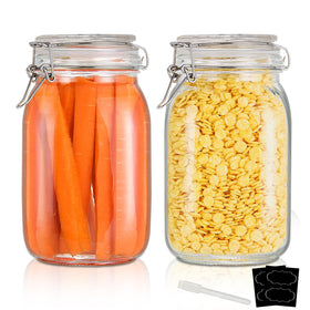 YEBODA 48oz glass storage canisters—clear visibility helps easy pantry organization.