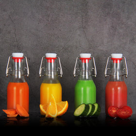 YEBODA 4oz swing-top bottle cap airtight seal demonstrating leakproof storage.