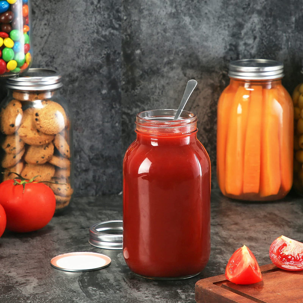 YEBODA airtight lids and bands ensure leakproof seals for pantry freshness.