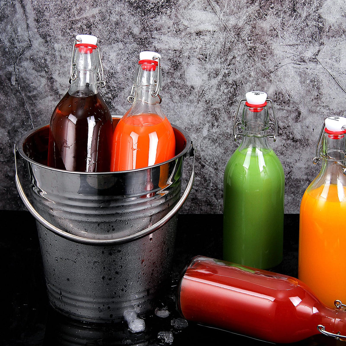 YEBODA bottle with funnel and chalk labels for organized storage.