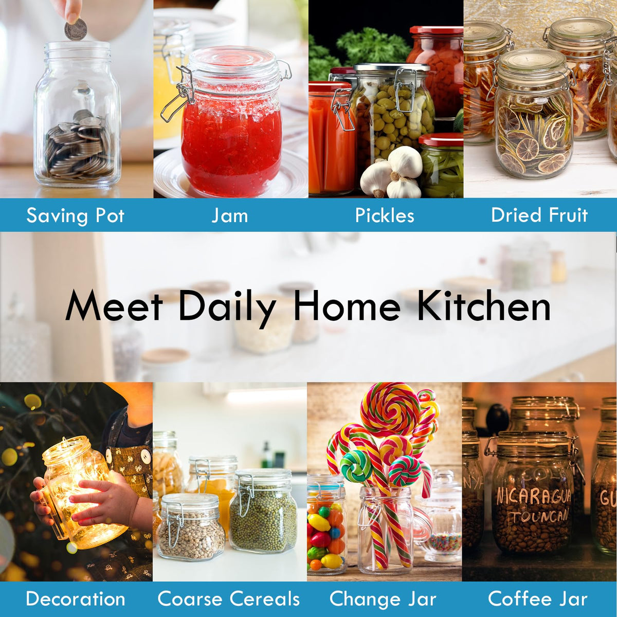 YEBODA chalkboard labels help personalize jars for quick identification.