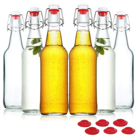 YEBODA clear glass beer bottle 16oz displaying premium clarity for homebrewing