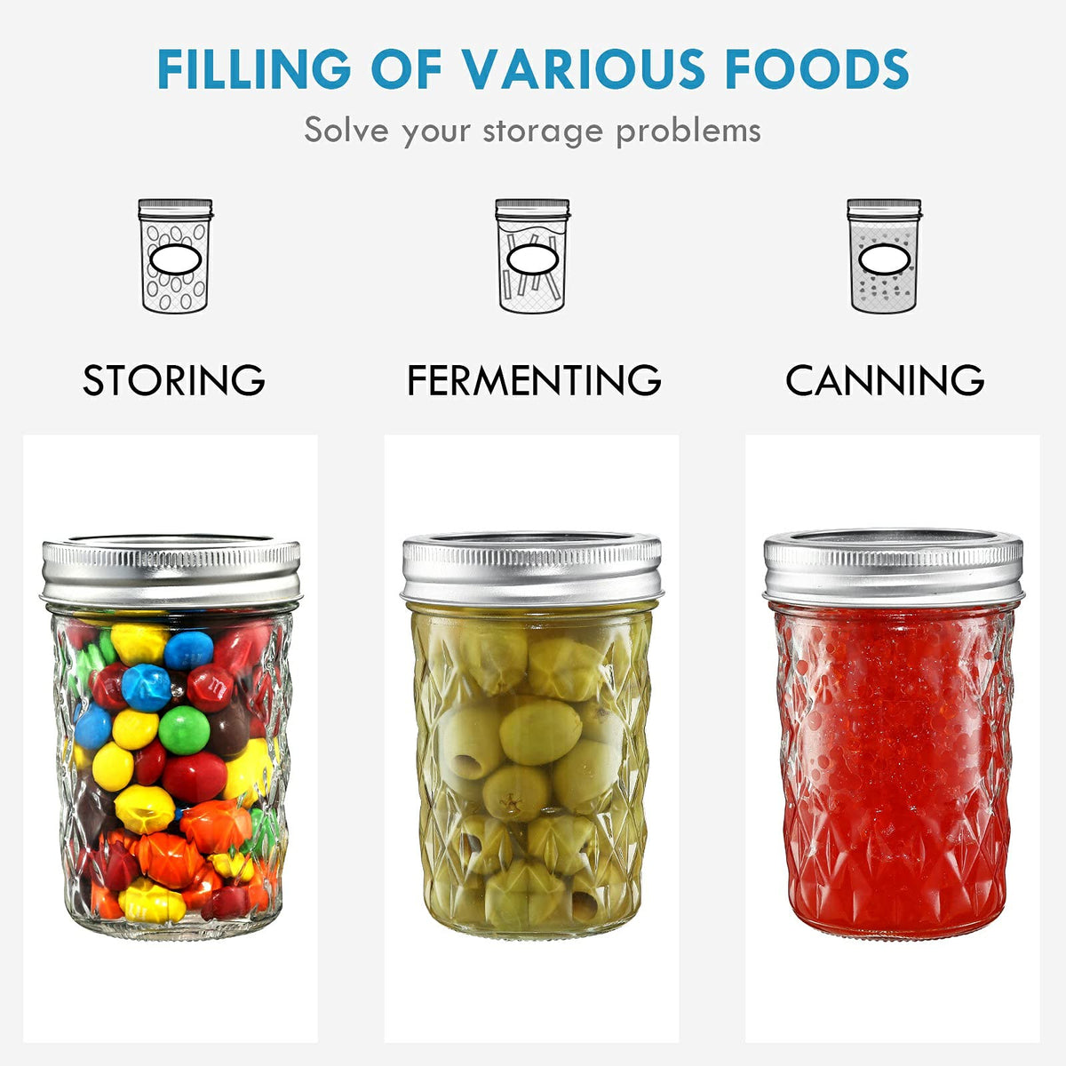 YEBODA jam honey yogurt storage jars ideal for homemade gifts.