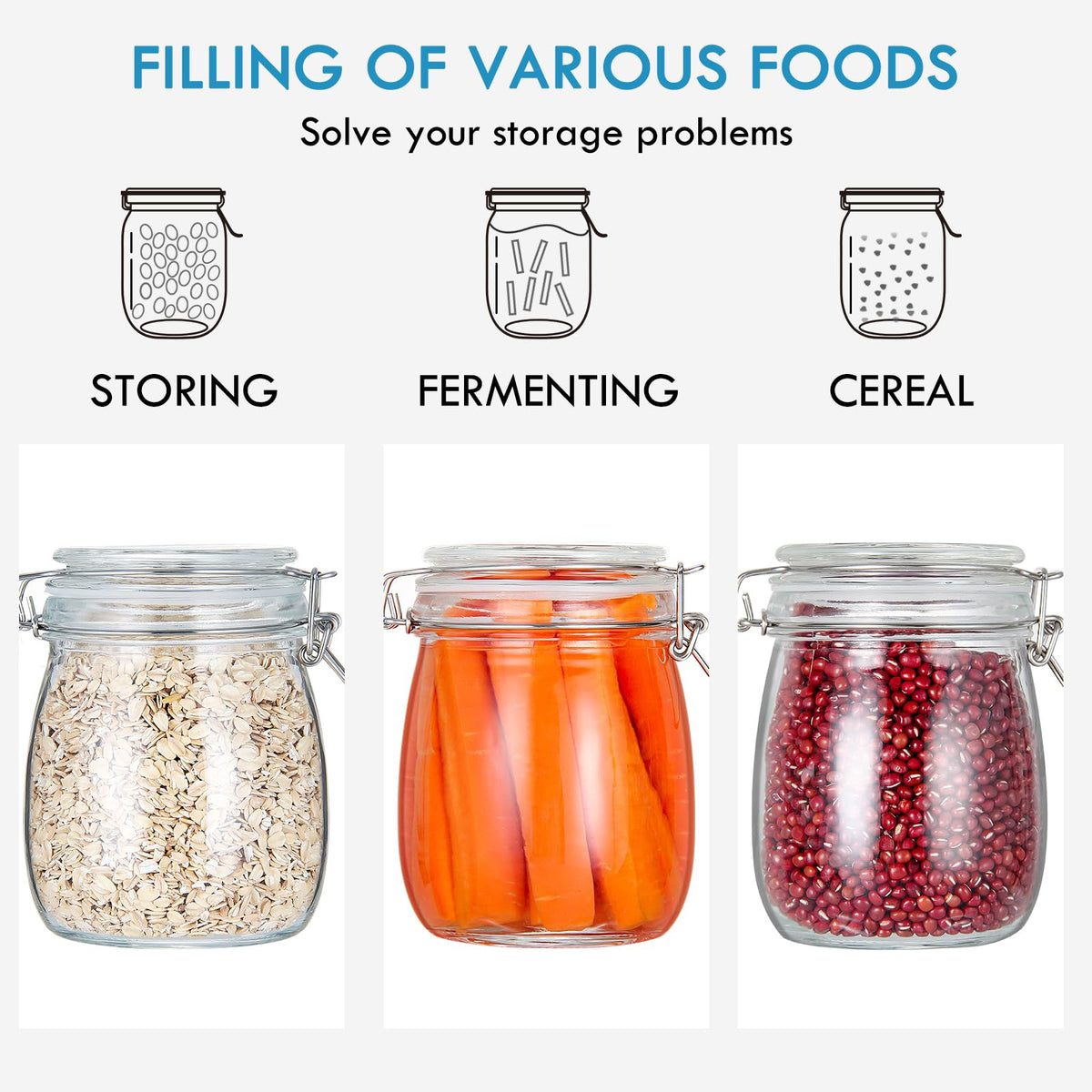 YEBODA kitchen organization in action for cereals, coffee, and sugar.