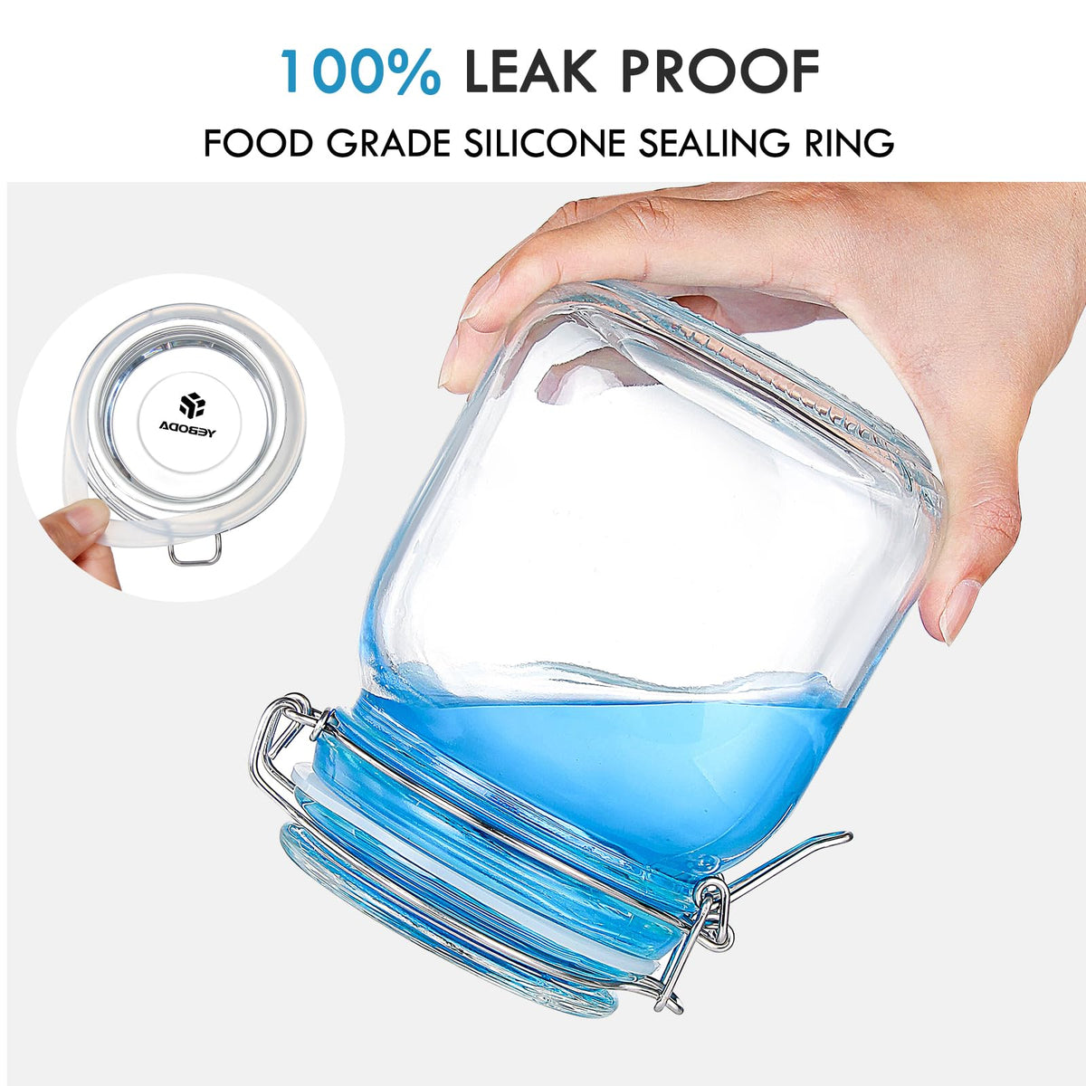 YEBODA silicone gasket airtight seal keeps dry goods fresh.