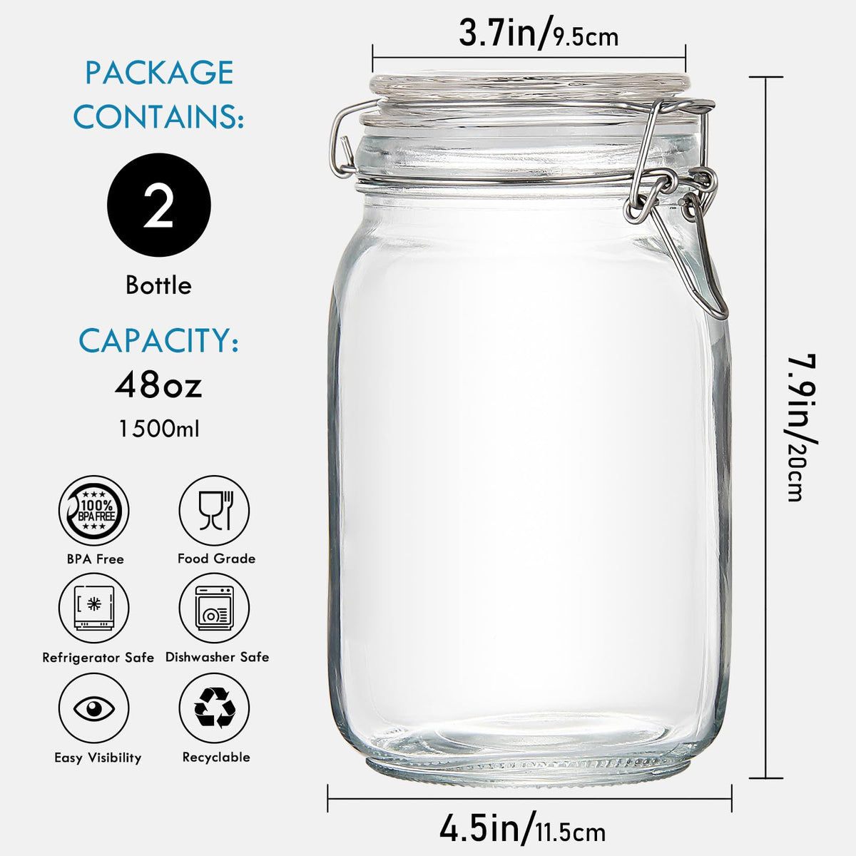 YEBODA silicone gaskets seal jars securely to maintain aroma.