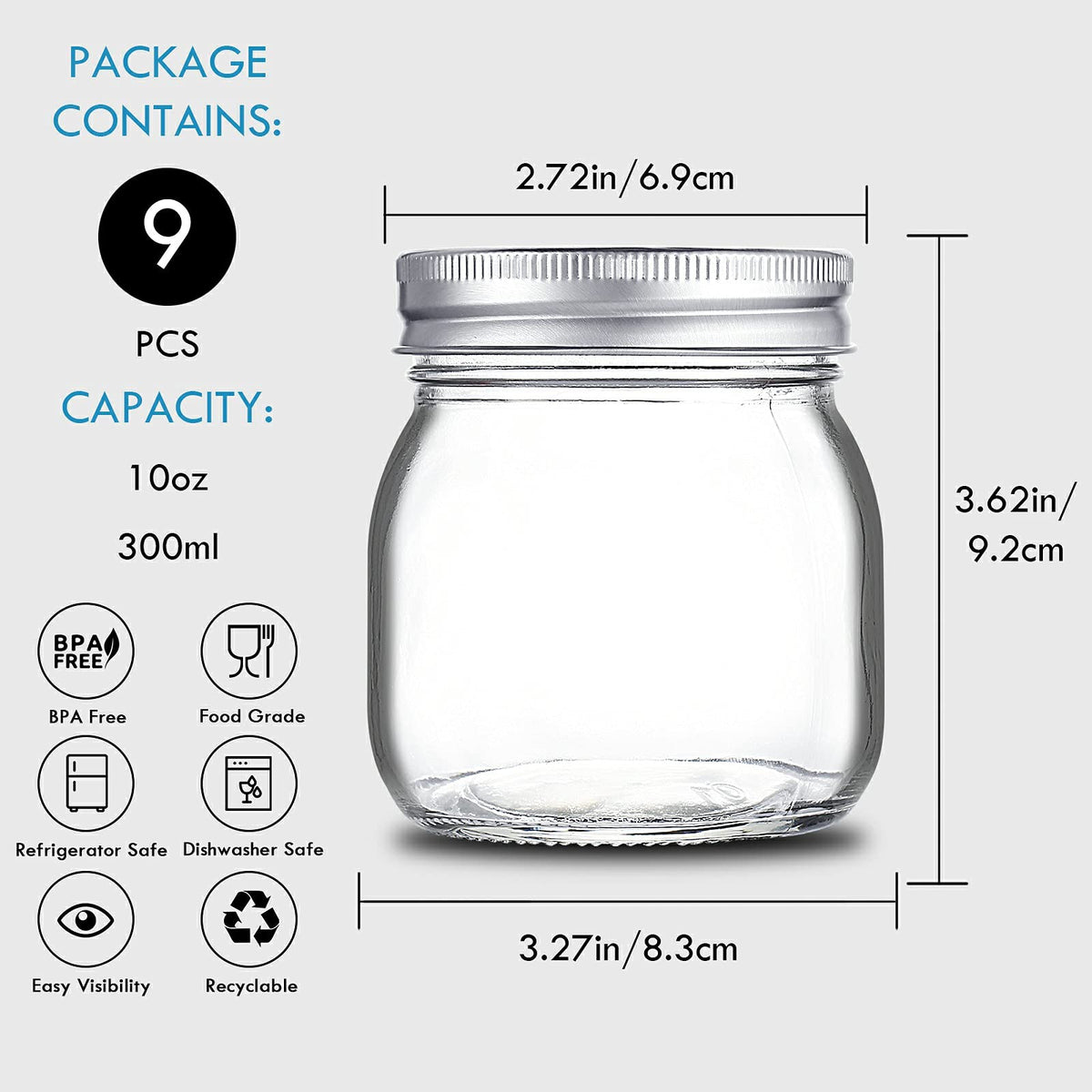YEBODA silver screw bands secure lids for leakproof sealing