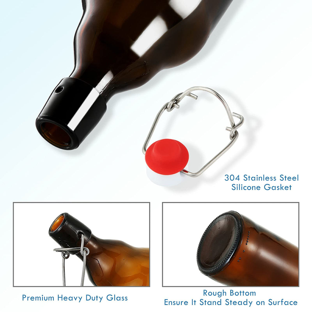 YEBODA bottle for whiskey bottling with secure reusable flip cap